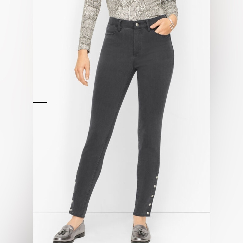 Talbots Simply Flattering Grey Button Skinny Jean Women’s Size 4P Fall Office